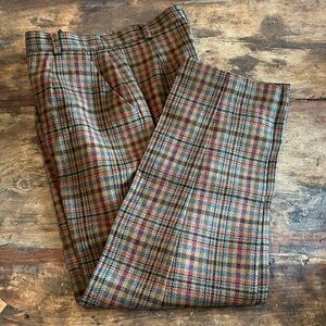 Vintage Women’s Wool Brown Multi Plaid Trousers